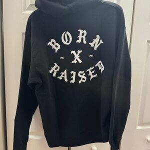 BORN X RAISED Black Hoodie with White Print